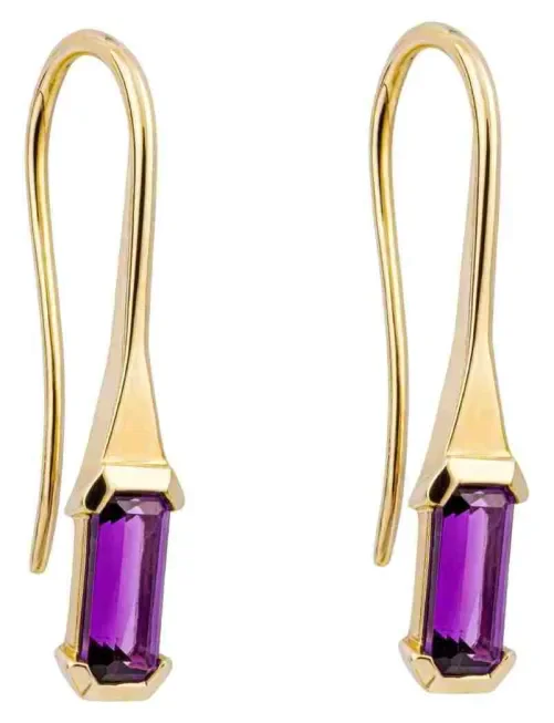 Boucles d Oreilles  Iris Divin  - Améthyste Naturelle et Or 9 Carats
