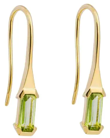 Boucles d oreilles boucles péridot véritable et or jaune 9 carats