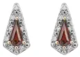 Boucles d oreilles or 9k  duo passion grenat et diamant scintillant