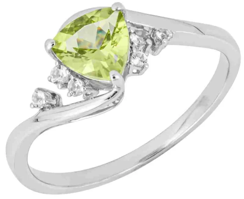Bague harmonie céleste - toi et moi péridot et topaze en or blanc 9 carats