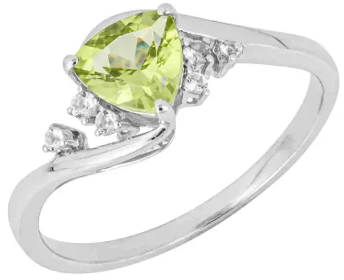 Bague harmonie céleste - toi et moi péridot et topaze en or blanc 9 carats