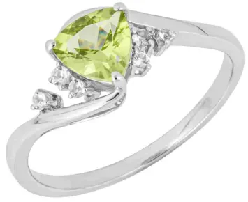 Bague harmonie céleste - toi et moi péridot et topaze en or blanc 9 carats