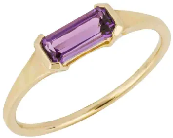 Bague solitaire améthyste véritable  éclat royal  en or jaune 9 carats