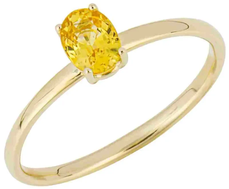Bague solitaire hélios en or 9 carats et saphir jaune