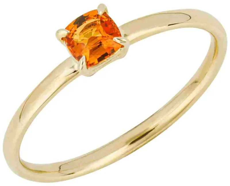 Bague solitaire solaire saphir orange et or jaune 9 carats