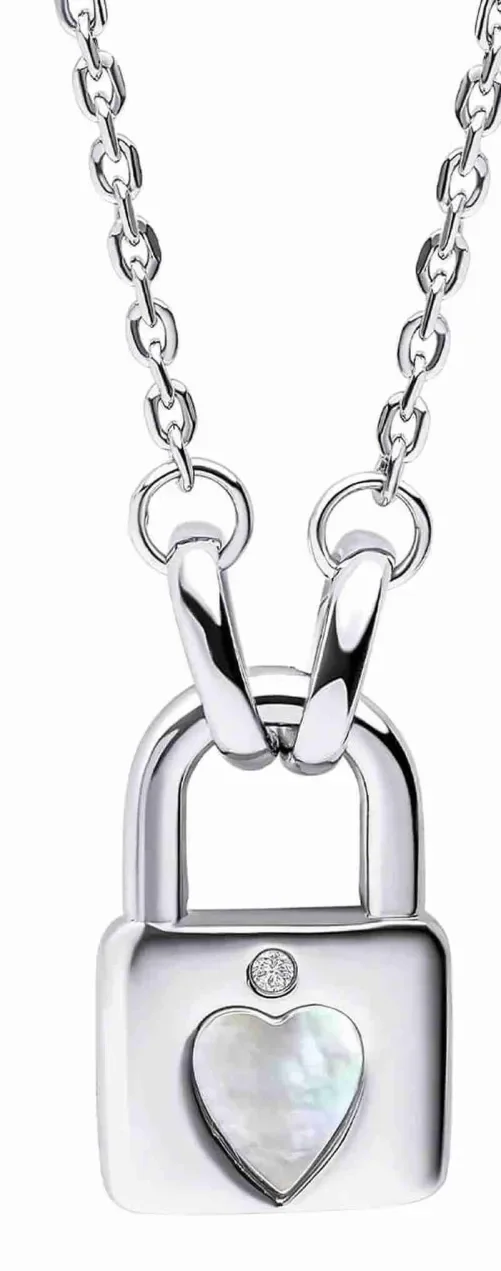 Collier cœur cadenas  amour scellé  en argent 925