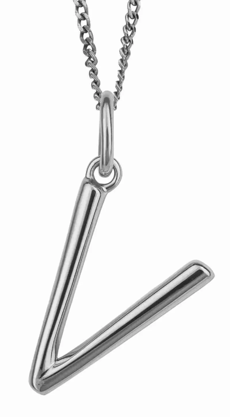 Collier lettre v en argent 925