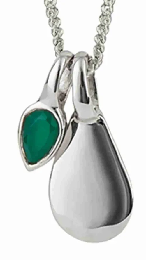 Collier  aura végétale  - onyx vert véritable et argent 925 plaqué or 18 carats