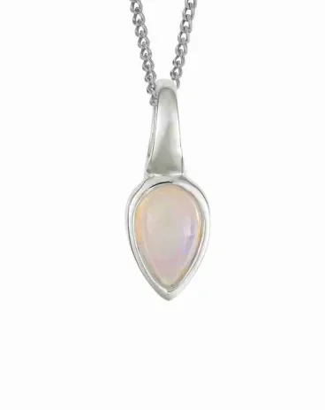 Collier opale  éclat d octobre  en argent 925 platiné