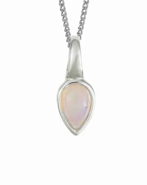 Collier opale  éclat d octobre  en argent 925 platiné