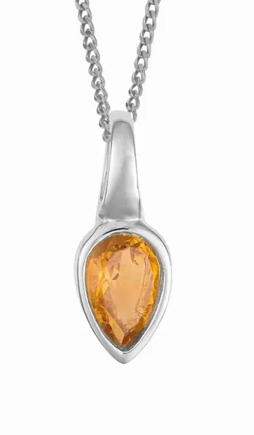 Collier citrine  éclat solaire  - pierre de naissance novembre - argent 925 plaqué or