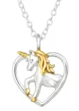 Collier licorne féerique en argent 925 plaqué or 18 carats