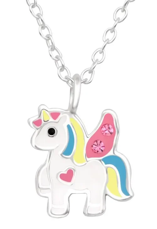 Collier licorne  cœur enchanté  en argent 925