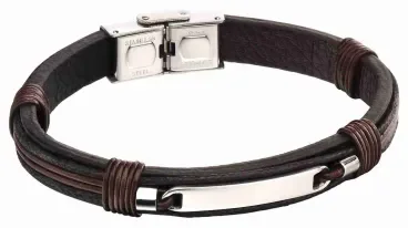 Bracelet homme en cuir et acier vulcain
