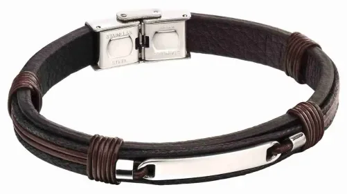 Bracelet homme en cuir et acier vulcain