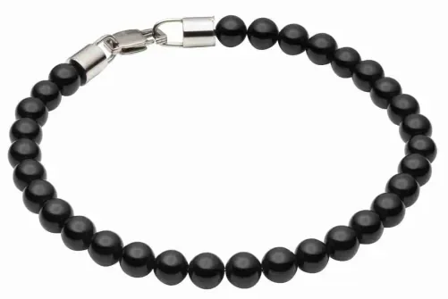 Bracelet homme en perles d onyx noir et acier inoxydable 316l