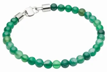 Bracelet femme  harmonie  en jade vert et acier inoxydable