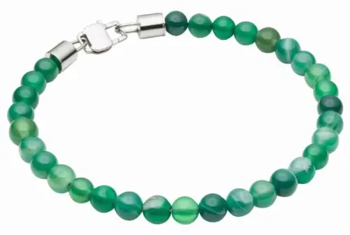 Bracelet femme  harmonie  en jade vert et acier inoxydable