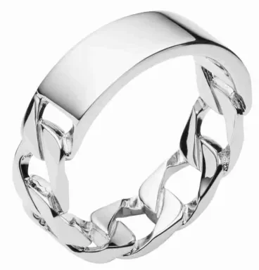 Bague chaîne gourmette argent massif 925