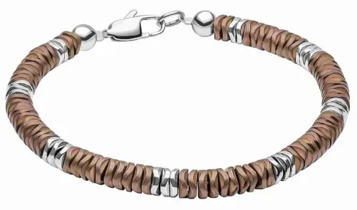 Bracelet homme ancre en hématite marron et acier inoxydable