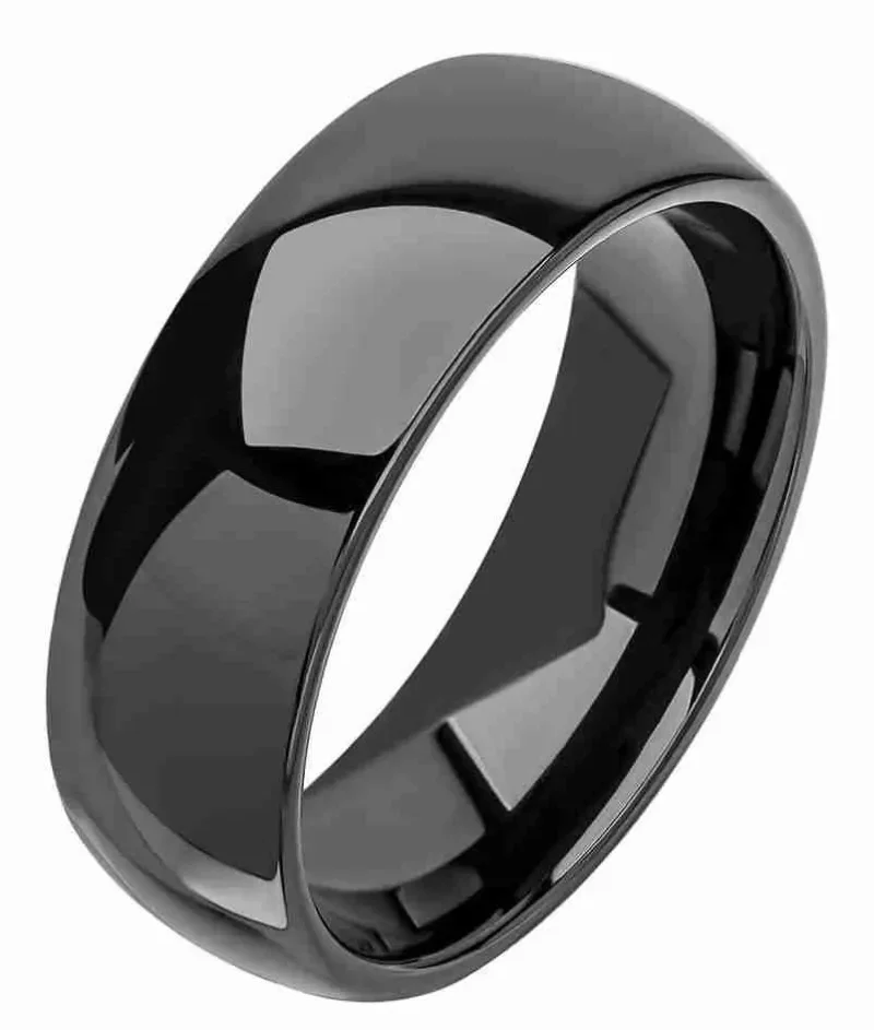Bague chevalière acier inoxydable et émail noir