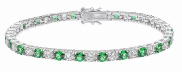 Bracelet éclat émeraude en argent 925 zircon vert