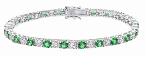 Bracelet éclat émeraude en argent 925 zircon vert