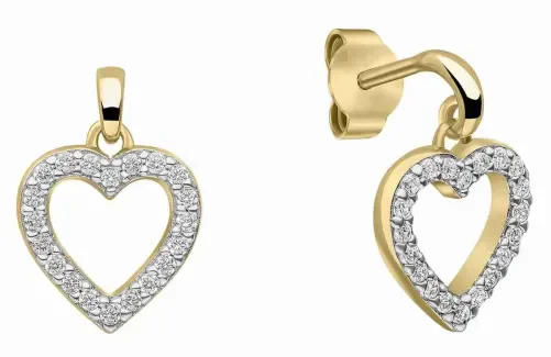 Boucles d oreilles cœur éclatant en argent 925 plaqué or
