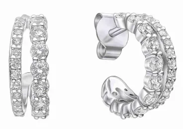 Boucles d oreilles boucles  éclat stellaire  - argent 925 rhodié et zirconium