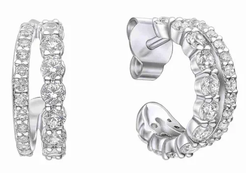Boucles d oreilles boucles  éclat stellaire  - argent 925 rhodié et zirconium