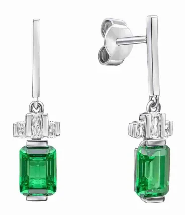 Boucles d oreilles  éclat d émeraude  - boucles argent 925 zirconium vert