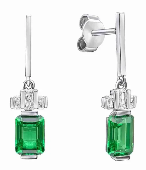 Boucles d oreilles  éclat d émeraude  - boucles argent 925 zirconium vert