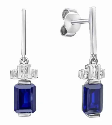 Boucles d Oreilles Boucles  Éclat Saphir  - Argent 925 Rhodié