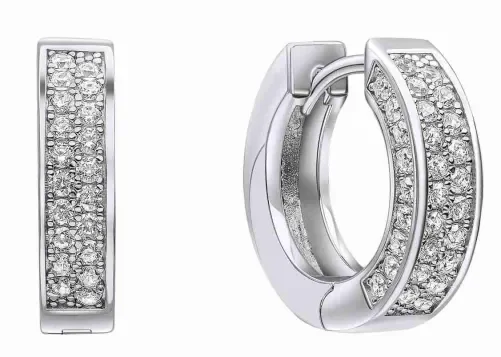 Boucles d oreilles boucles  éclat divin   solitaire zirconium 6mm en argent 925 rhodié