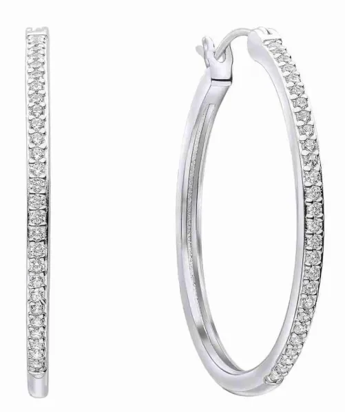 Boucles d oreilles boucles  éclat éternel  - argent 925 rhodié et zircon aaa