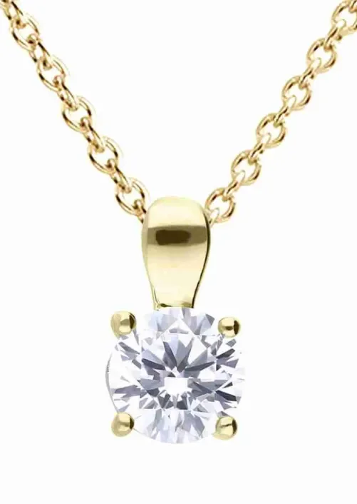 Collier Solitaire  Éclat Divin  - Argent 925 Plaqué Or et Oxyde de Zirc