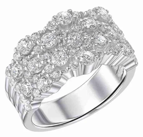Bague solitaire en argent 925 rhodié et oxyde de zirconium
