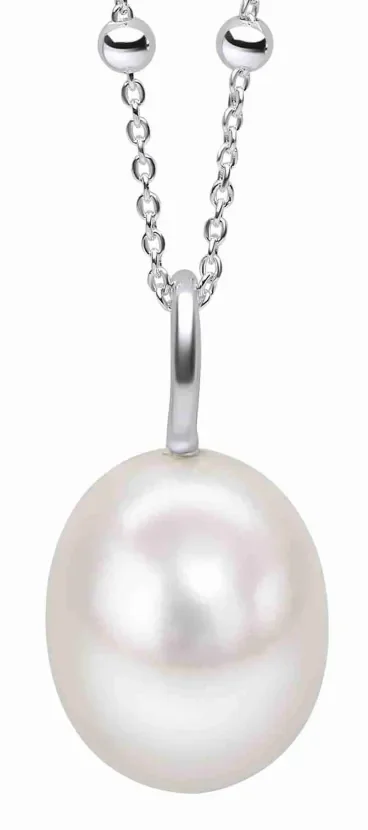 Collier Solitaire Perle de Culture et Argent 925 Rhodié