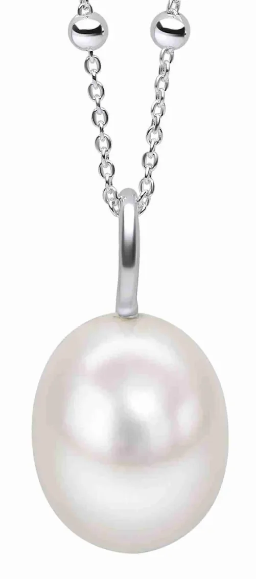 Collier Solitaire Perle de Culture et Argent 925 Rhodié