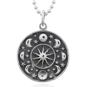 Collier Phases de la Lune en Argent Massif 925