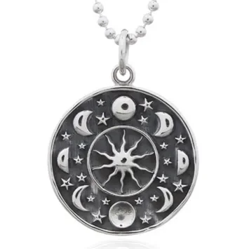 Collier Phases de la Lune en Argent Massif 925