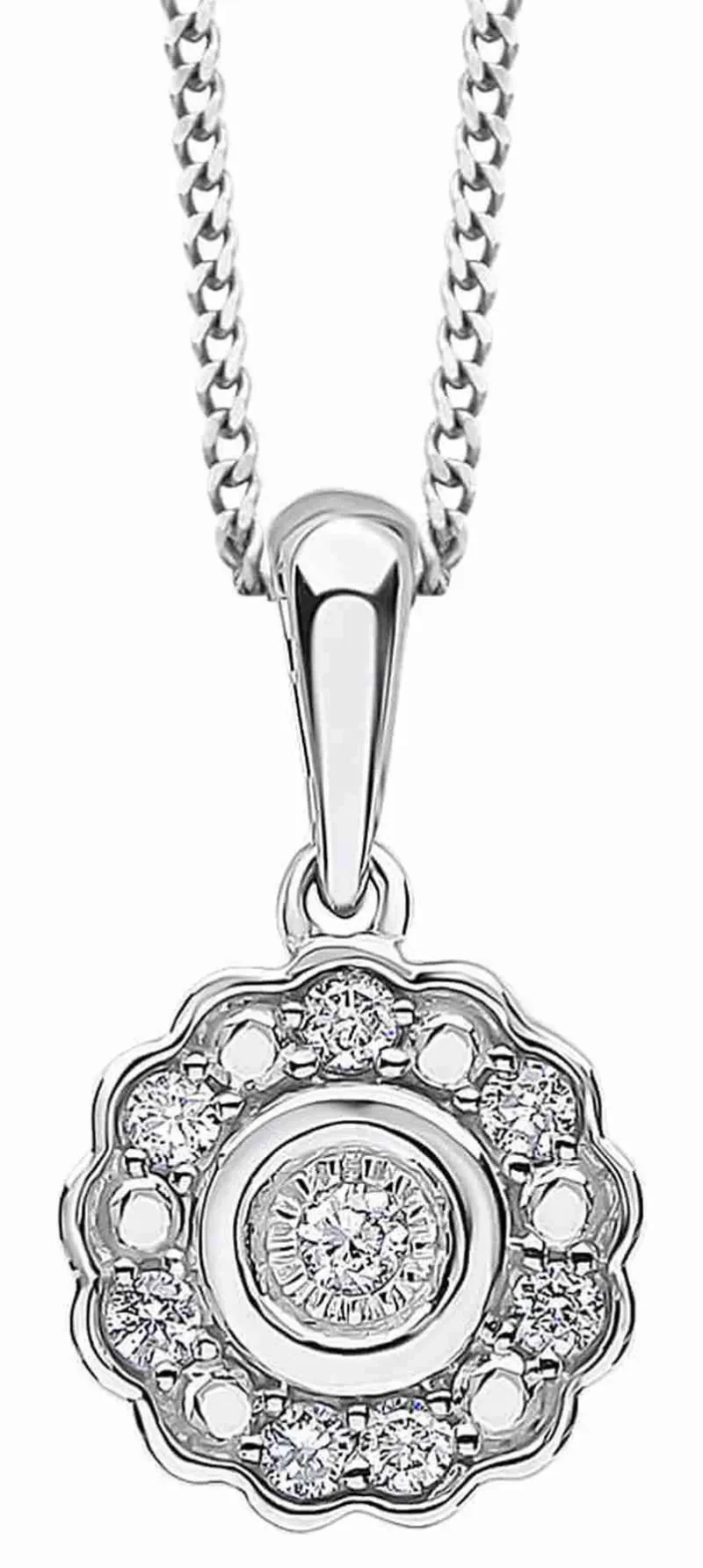 Collier diamant  solitaire céleste  en or blanc 9 carats