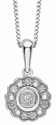 Collier diamant  solitaire céleste  en or blanc 9 carats