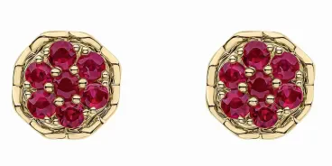 Boucles d oreilles boucles solis or jaune 9k et rubis véritable