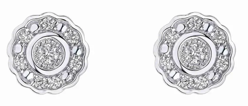 Boucles d oreilles solitaire diamant en or blanc 9 carats