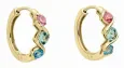 Boucles d oreilles or 9k - dégradé de saphir, tourmaline et topaze bleue
