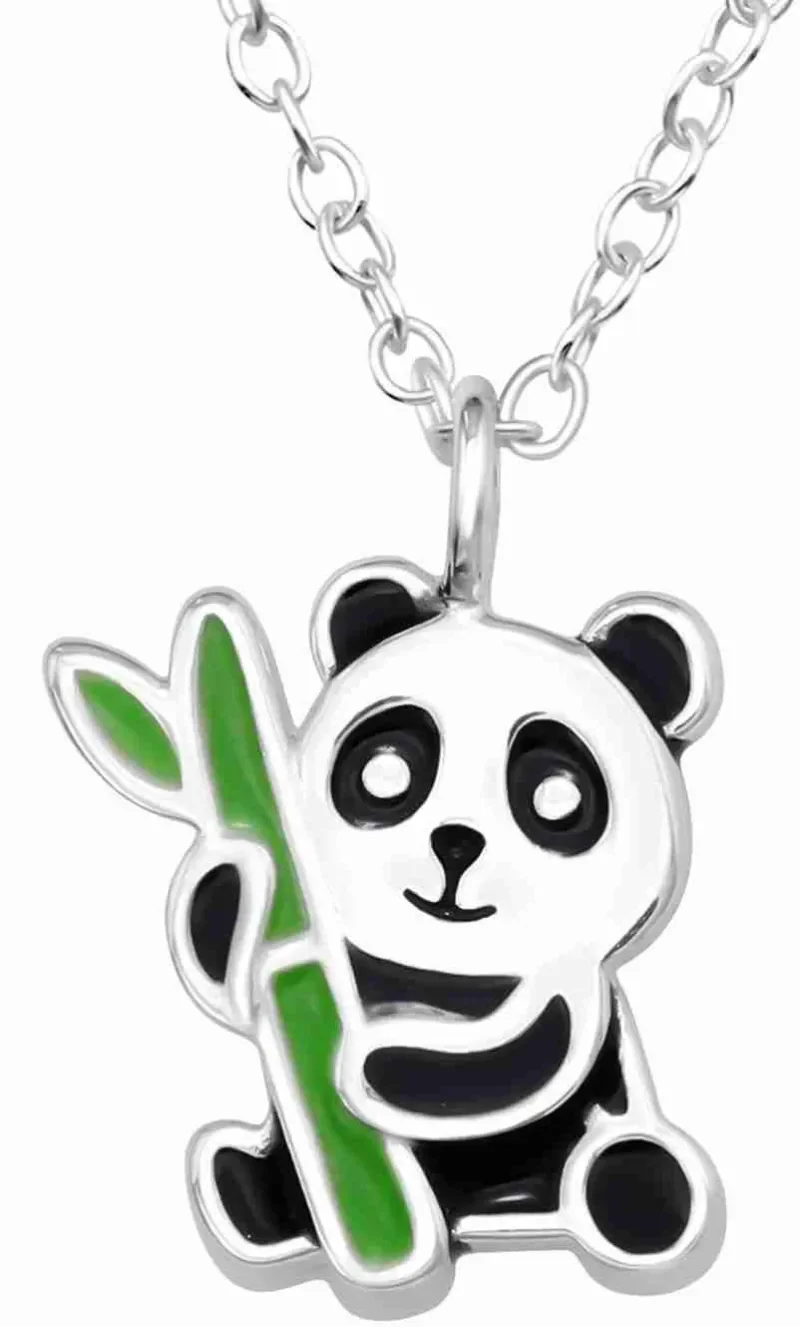 Collier panda  tendre étreinte   argent massif 925 cristaux