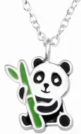 Collier panda  tendre étreinte   argent massif 925 cristaux