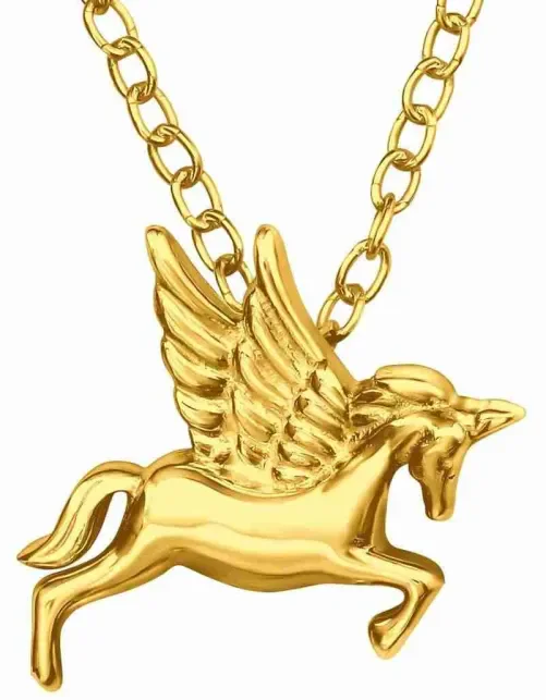Collier pendentif licorne en argent 925 plaqué or 18 carats