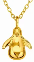 Collier pingouin  amour polaire  en argent 925 finition or 18 carats